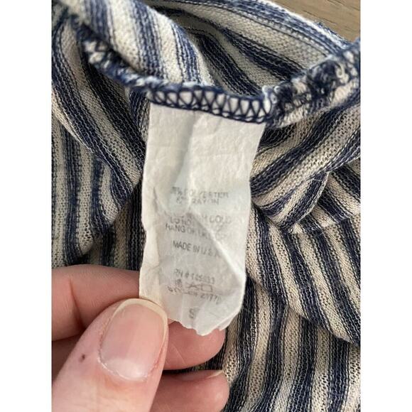 W5 Womens Navy and Gray Striped Lace Sleeveless Swing Tank Top Size Small - Picture 8 of 8